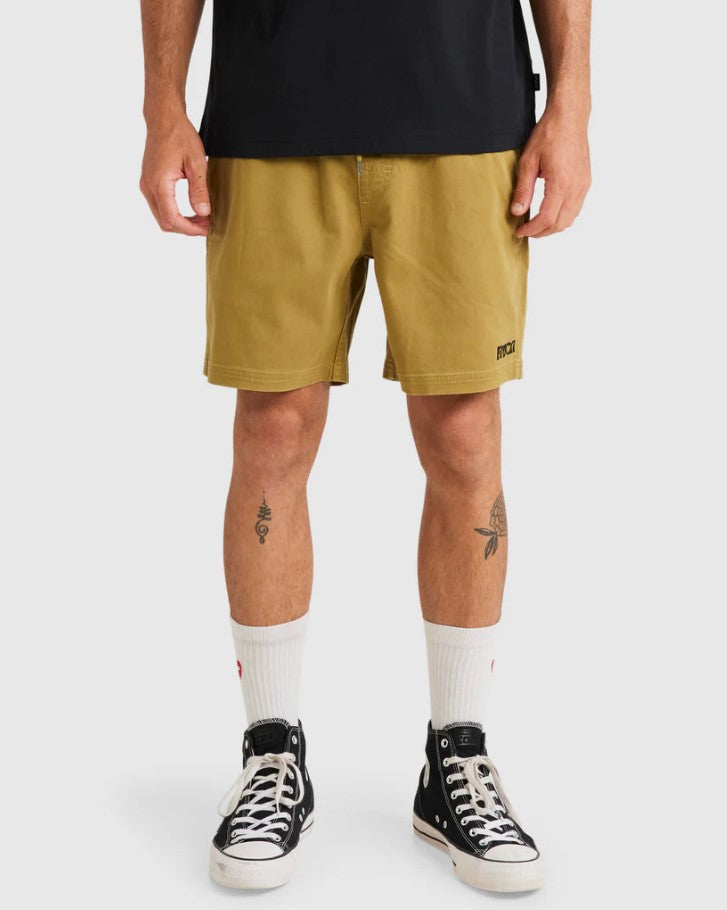 RVCA Escape Elastic Exotica Walkshorts in moss colour