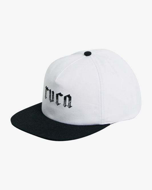 RVCA Lynes RVCA Snapback Cap in white with black peak showing front