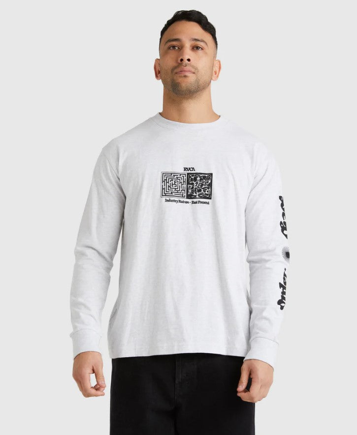 RVCA Order and Chaos Long Sleeve Tee in light marle colourway