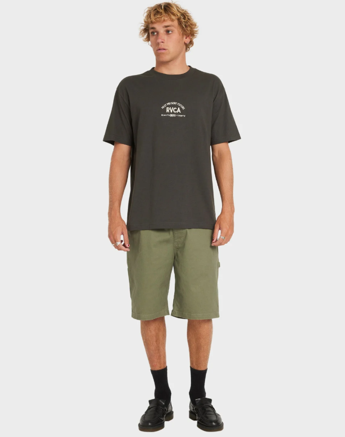 RVCA Textful Mens T-Shirt in pirate black on model from front