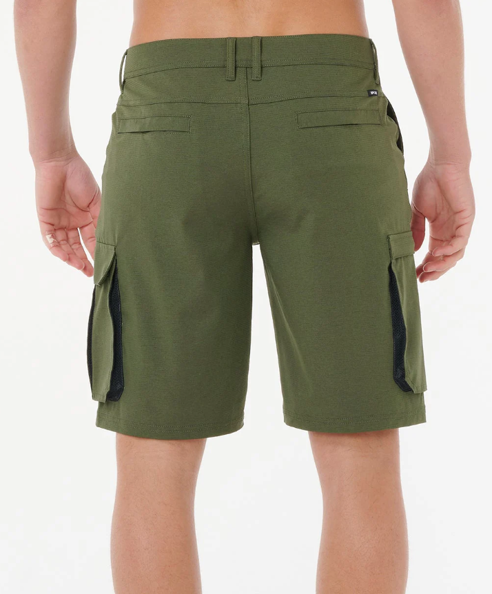 Rip Curl Boardwalk Classic Surf Cargo Shorts on man Back in olive green 