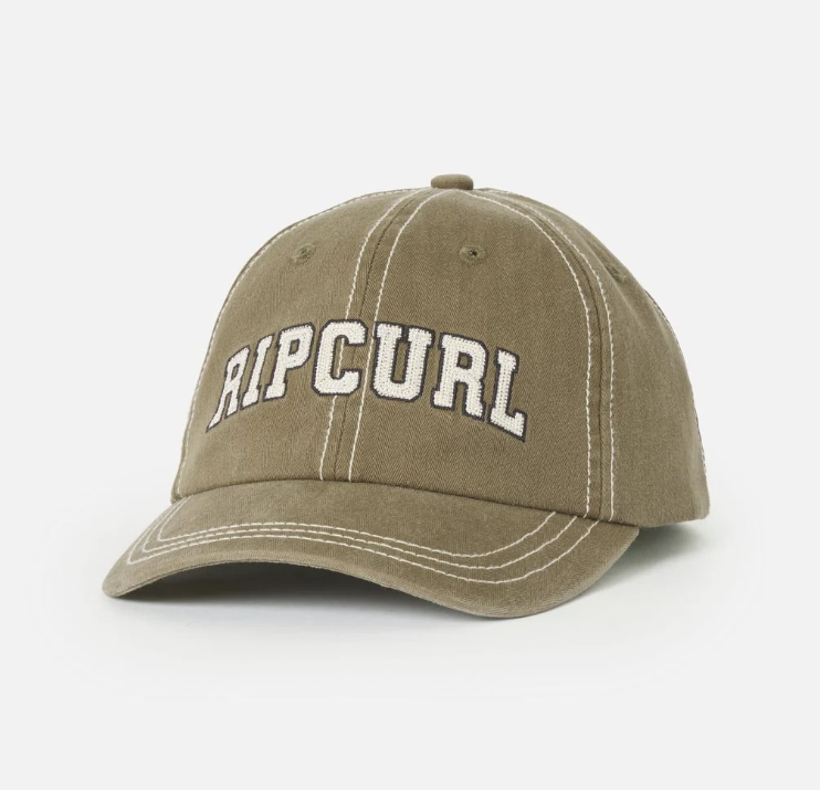 Rip Curl Campus Women's Cap in olive with large Rip Curl embroidered on the front on slight angle