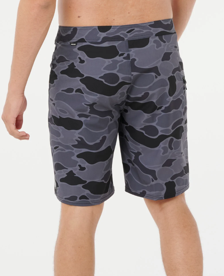 Rip Curl Mirage EWG Eddie Would Go 21" Boardshorts in camo from the back close up