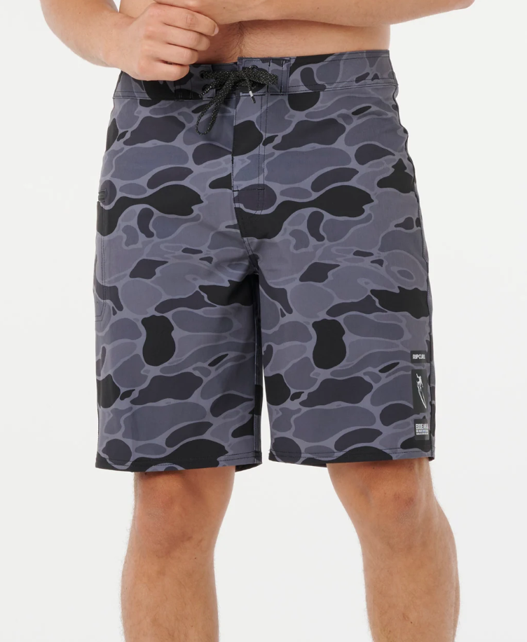 Rip Curl Mirage EWG Eddie Would Go 21" Boardshorts in camo from the front close up