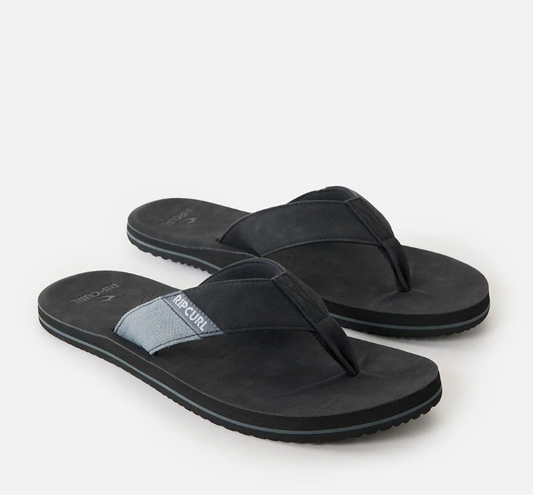 Rip Curl Oxford Bloom Jandals in black with grey detail showing a pair from the right side