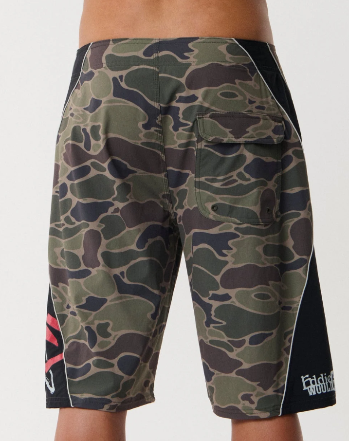 Rip Curl S-Series EWG (Eddie Would Go) 22" Cordura Panel Boardshorts in camo from the back close up