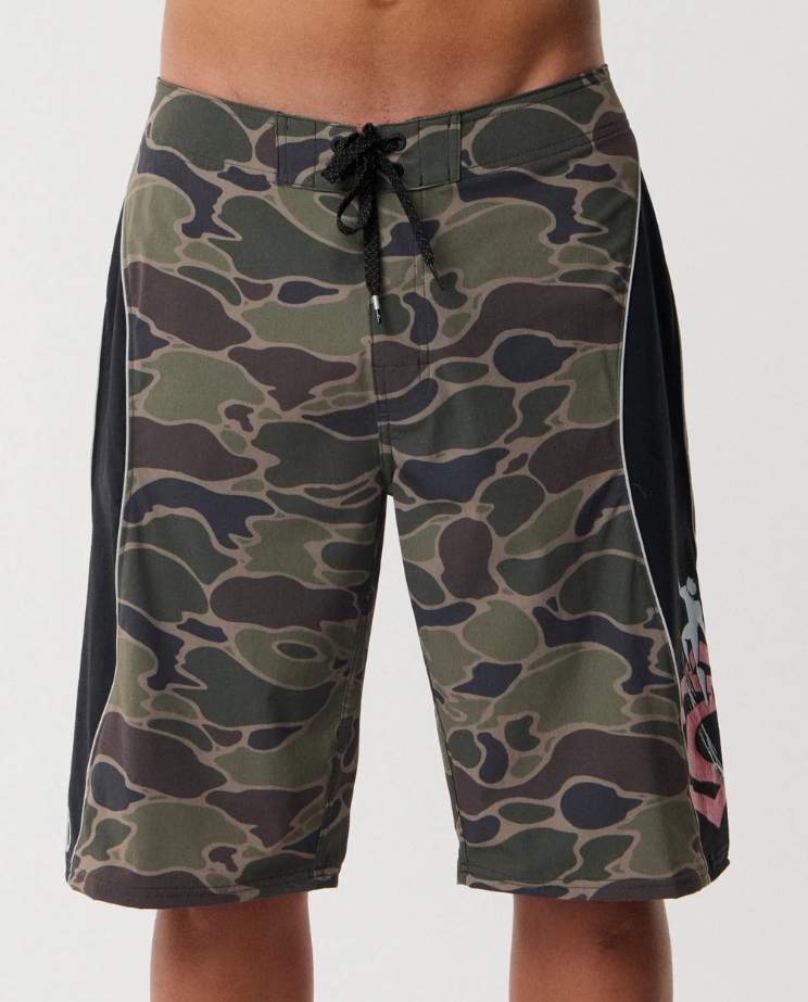 Rip Curl S-Series EWG (Eddie Would Go) 22" Cordura Panel Boardshorts in camo from the front close up