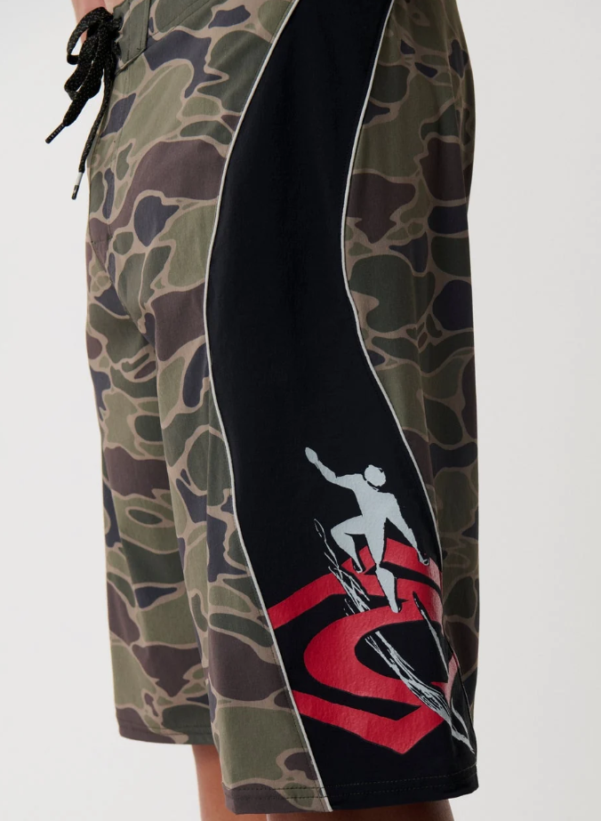Rip Curl S-Series EWG (Eddie Would Go) 22" Cordura Panel Boardshorts in camo from the side close up