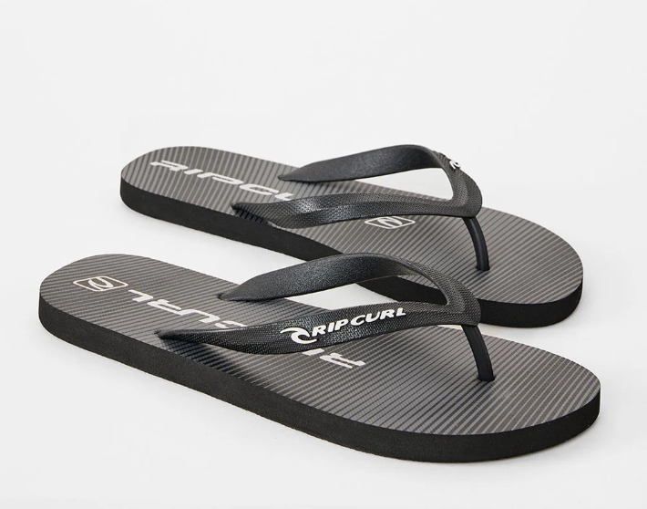 Rip Curl Shock Bloom Open Toe Men's Jandals in black showing pair from the side