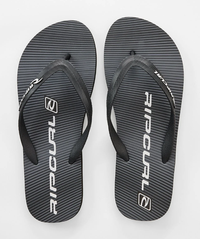 Rip Curl Shock Bloom Open Toe Men's Jandals in black showing pair from the  above