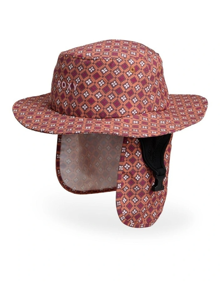 Roxy Aurora Surf Hat in dusty pink colourway showing legionairres flap