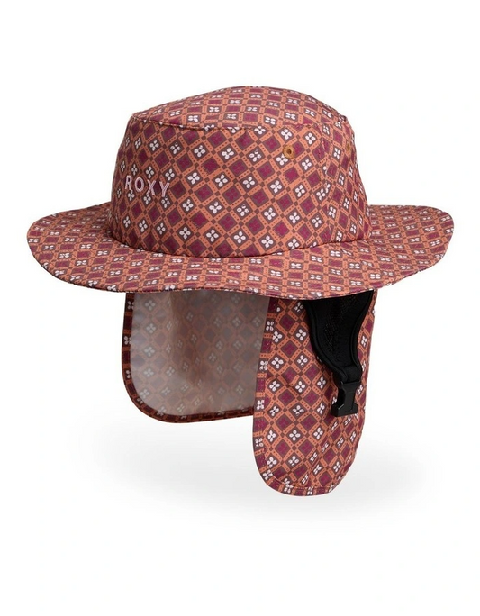Roxy Aurora Surf Hat in dusty pink colourway showing legionairres flap