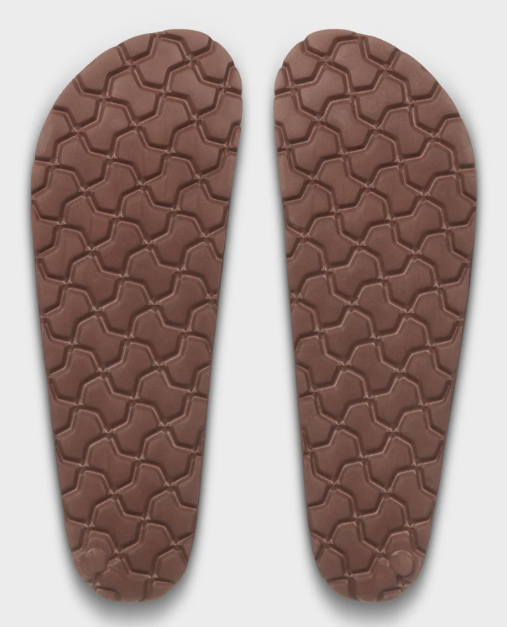 Roxy Kattie Womens Sandals in chocolate colour showing a pair from the bottom