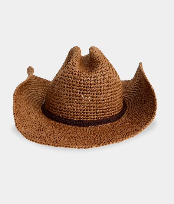 Roxy Rider Straw Cowgirl Hat in cinammon brown colourway from the back