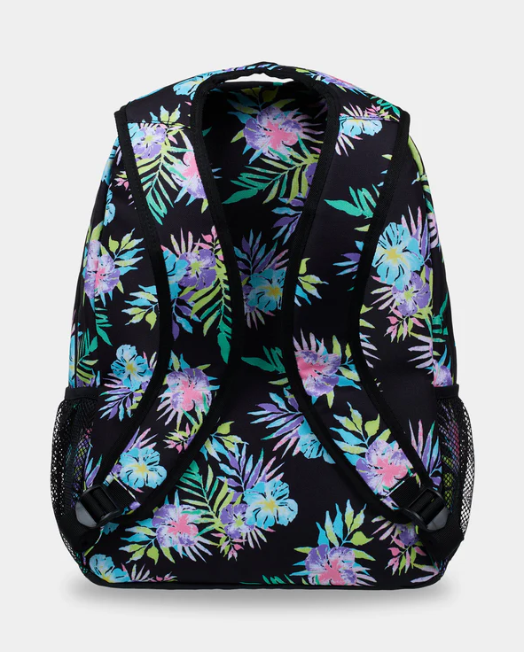 Roxy Shadow Swell Printed 24 Litre Backpack in anthracite with floral from rear