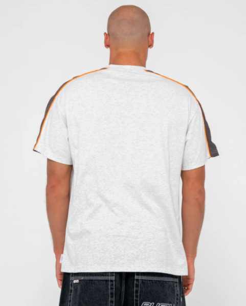 Rusty Alonso Mens T-Shirt in ecru marle from rear