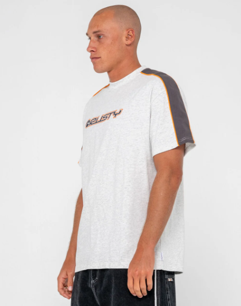 Rusty Alonso Mens T-Shirt in ecru marle from side