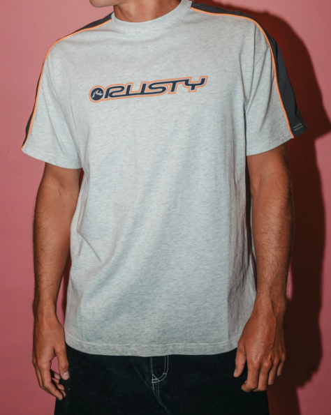 Rusty Alonso Mens T-Shirt in ecru marle from front
