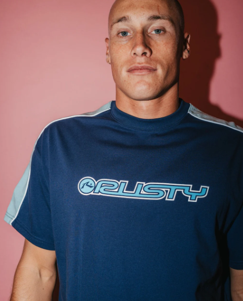 Rusty Alonso Mens T-Shirt in navy form front close up