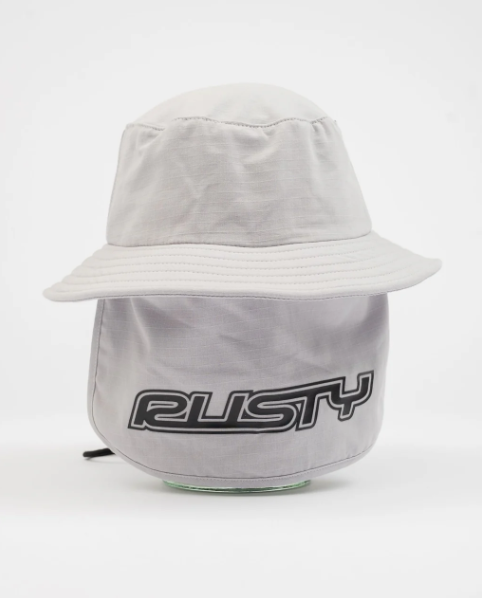 Rusty Carbon Bucket Hat in ultimate grey colourway  from rear
