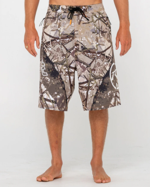 Rusty Rambo Fixed Waist 24" Men's Boardshorts in bush camo from front