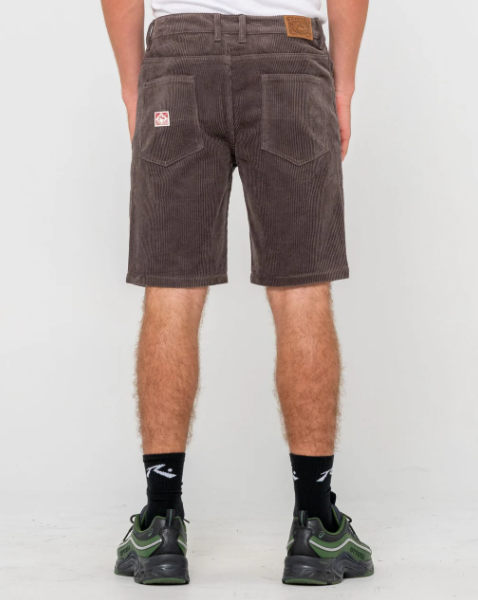 Rusty Rifts 5 Pocket 20" Mens Cord Walkshorts in chocolate from rear