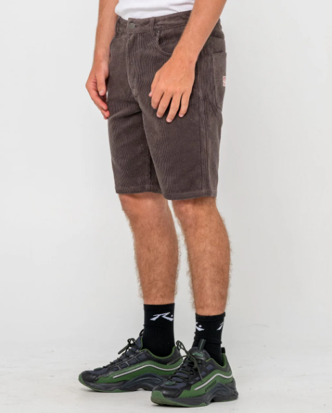 Rusty Rifts 5 Pocket 20" Mens Cord Walkshorts in chocolate colour from side