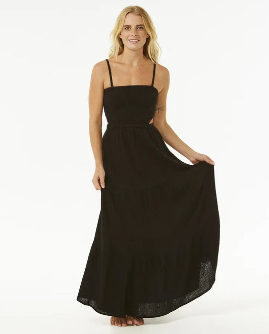 Rip Curl Premium Surf Maxi Dress in black from front