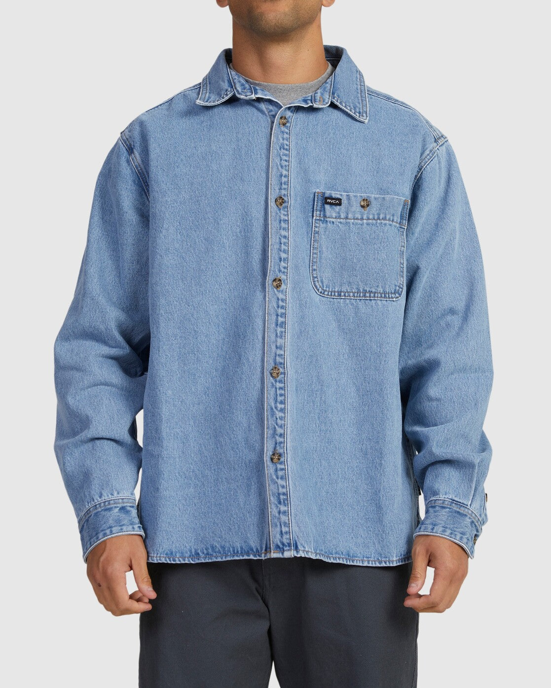 RVCA Wide Load Denim LS Shirt Vintage color-way front veiw