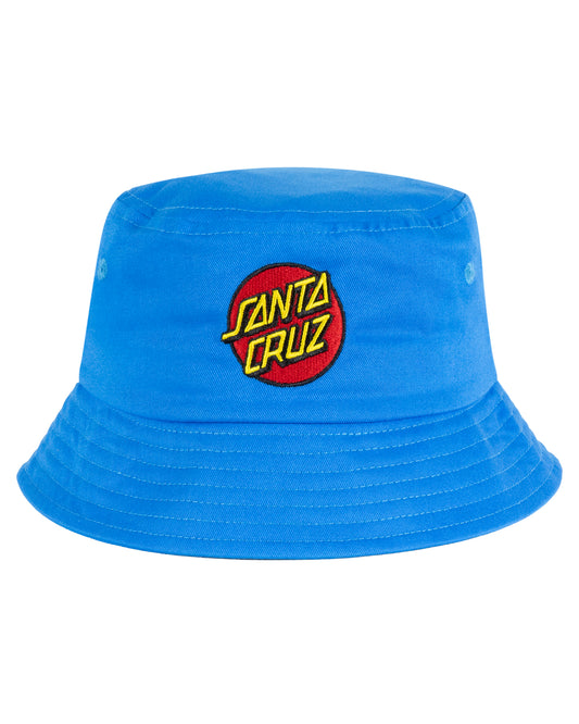 Blue bucket hat with Santa Cruz logo on a white background