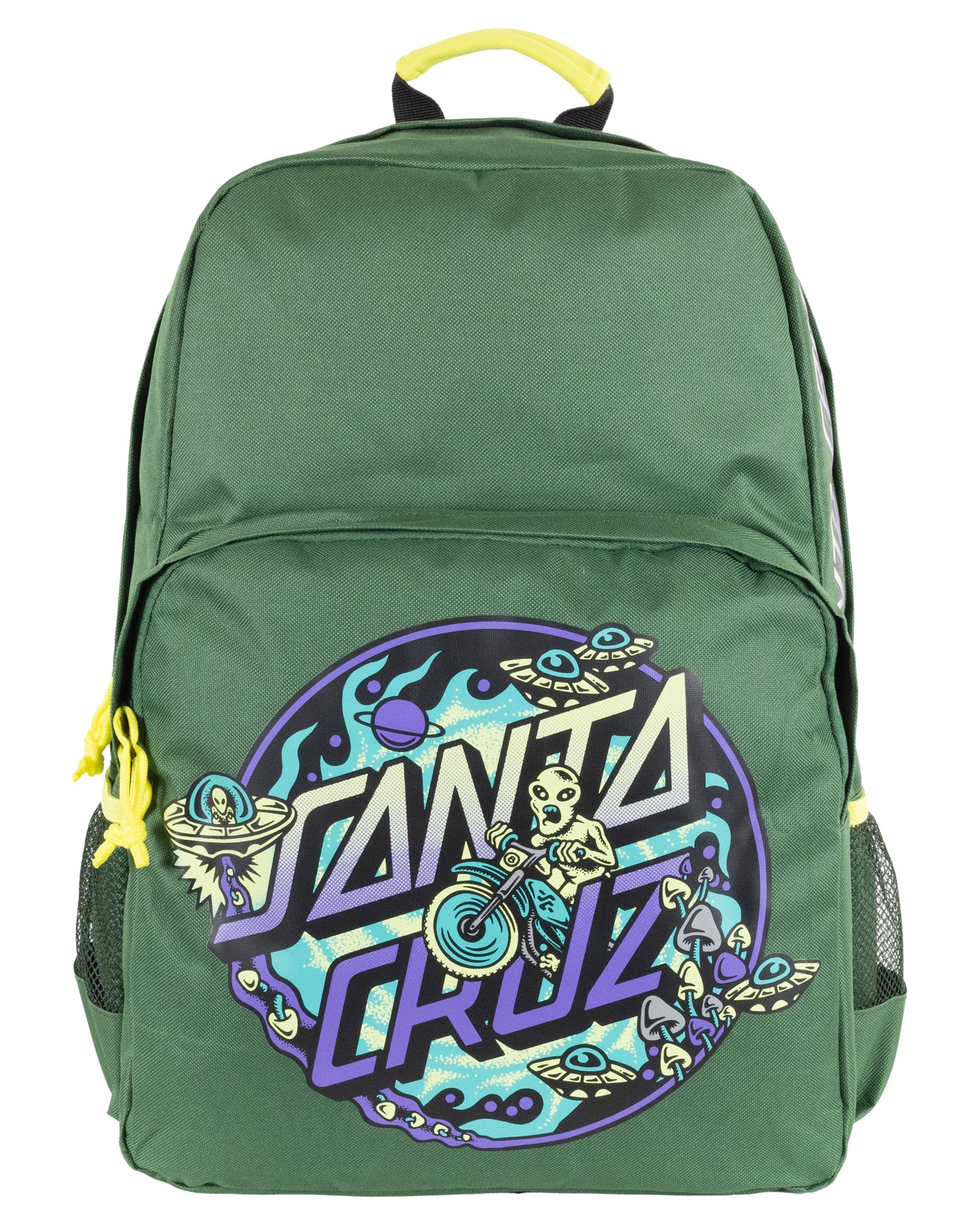 Santa Cruz Winkowski Dope Planet 2 Dot Backpack in dark green from front