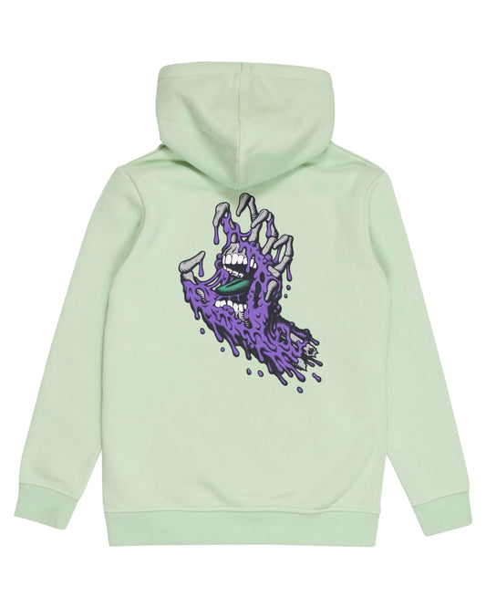 Santa Cruz Youth Melting Hand Hoodie in sage from rear