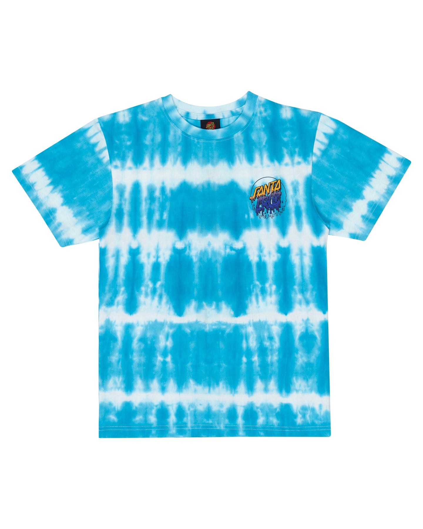 Santa Cruz Youth Rad Dot Hollow Tee in blue tie dye front view