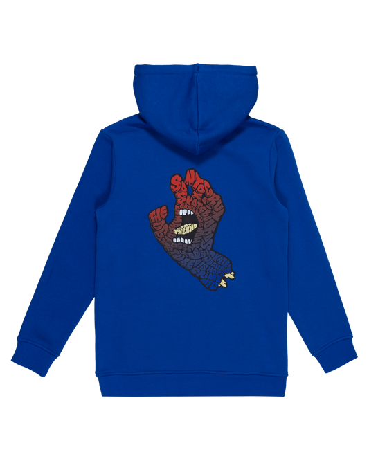 Santa Cruz Youth Letter Hand Fade Hoodie in cobalt blue from rear with print on back