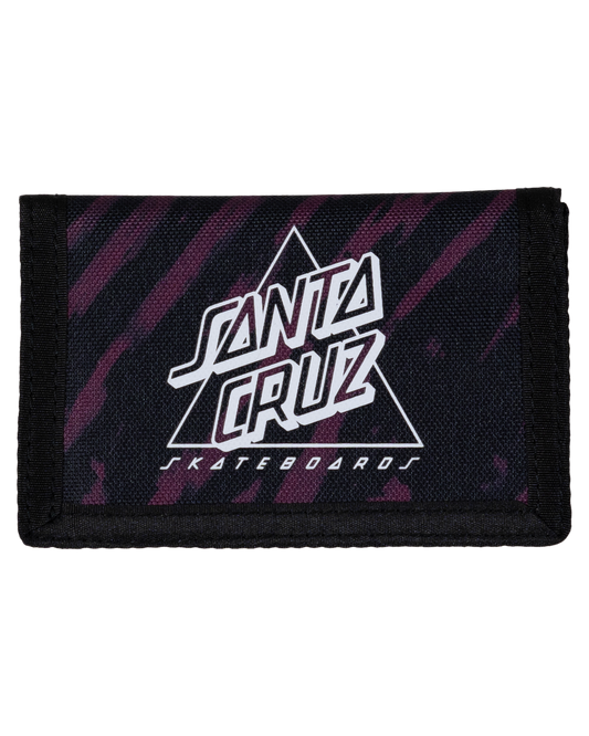 Santa Cruz Not A Dot Hollow Velcro Wallet in black and ourple from front