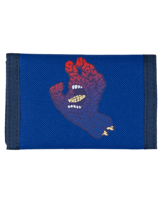 Santa Cruz Letter Hand Fade Velcro Wallet in blue from front