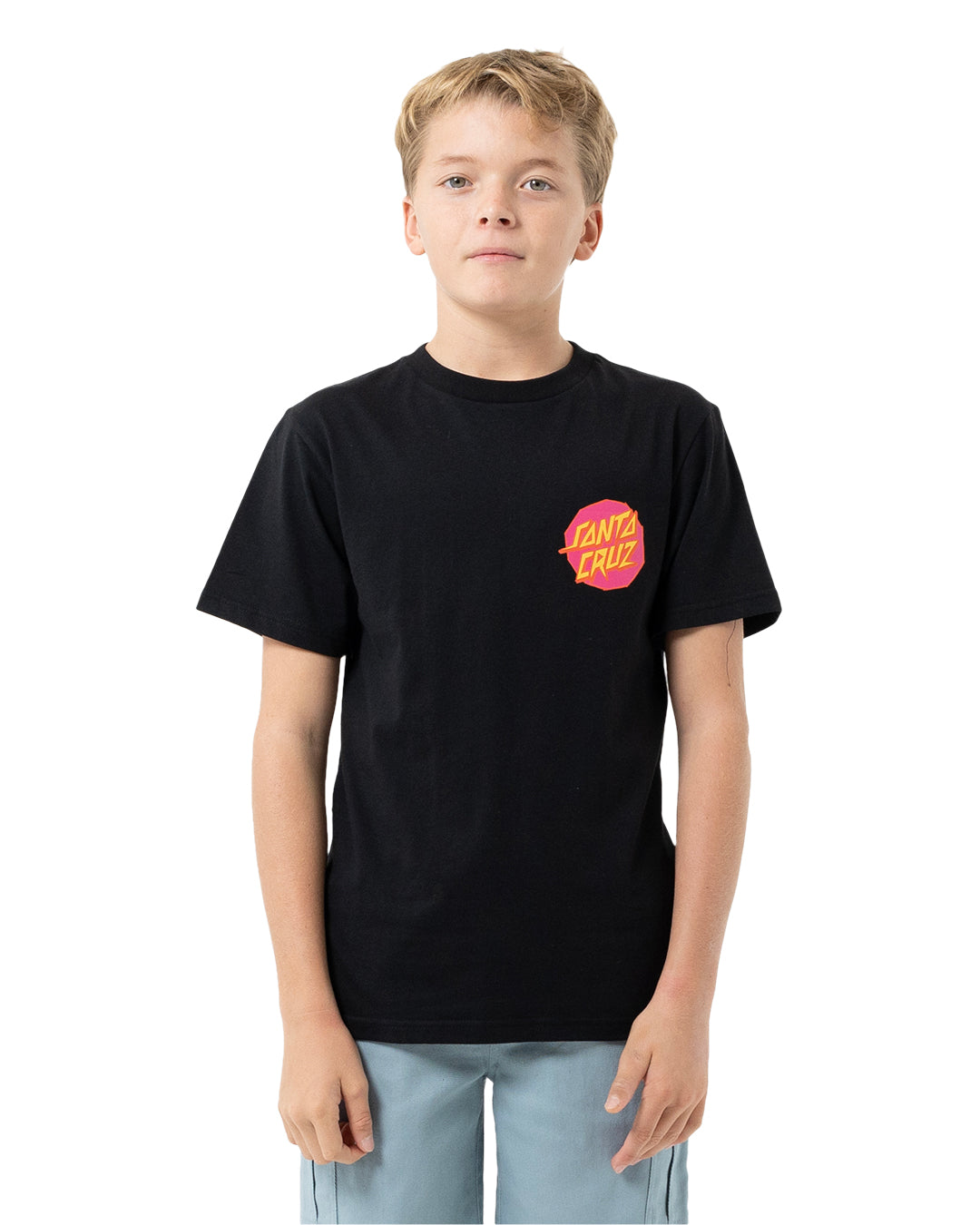 Santa Cruz Meek Scratched Slasher Boys T-Shirt in black colourway from front