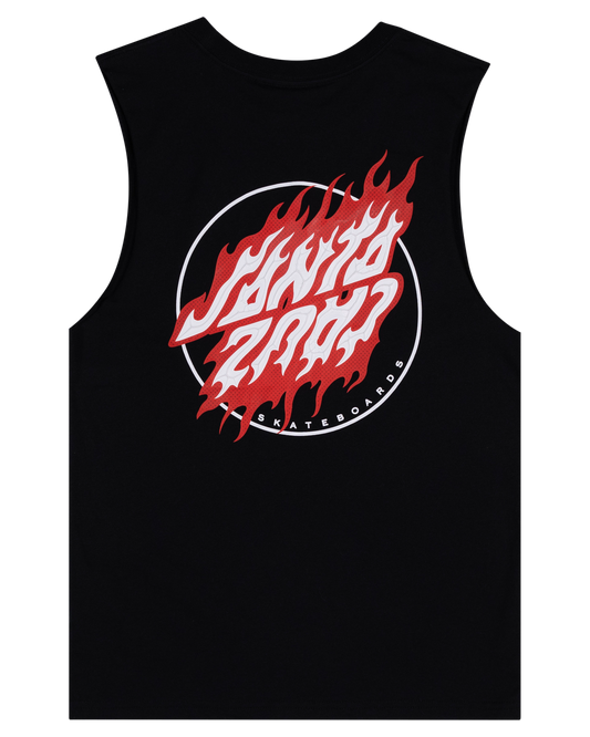Santa Cruz Flamed Dot Upside Down Muscle in black from rear