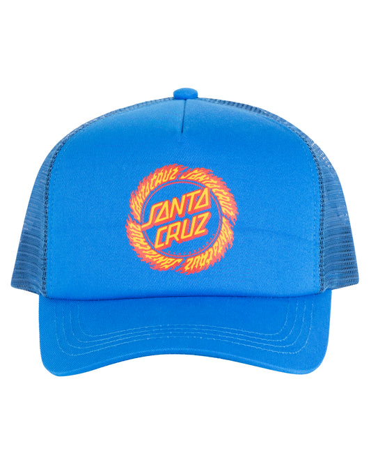 Blue cap with orange 'Santa Cruz' logo on a white background