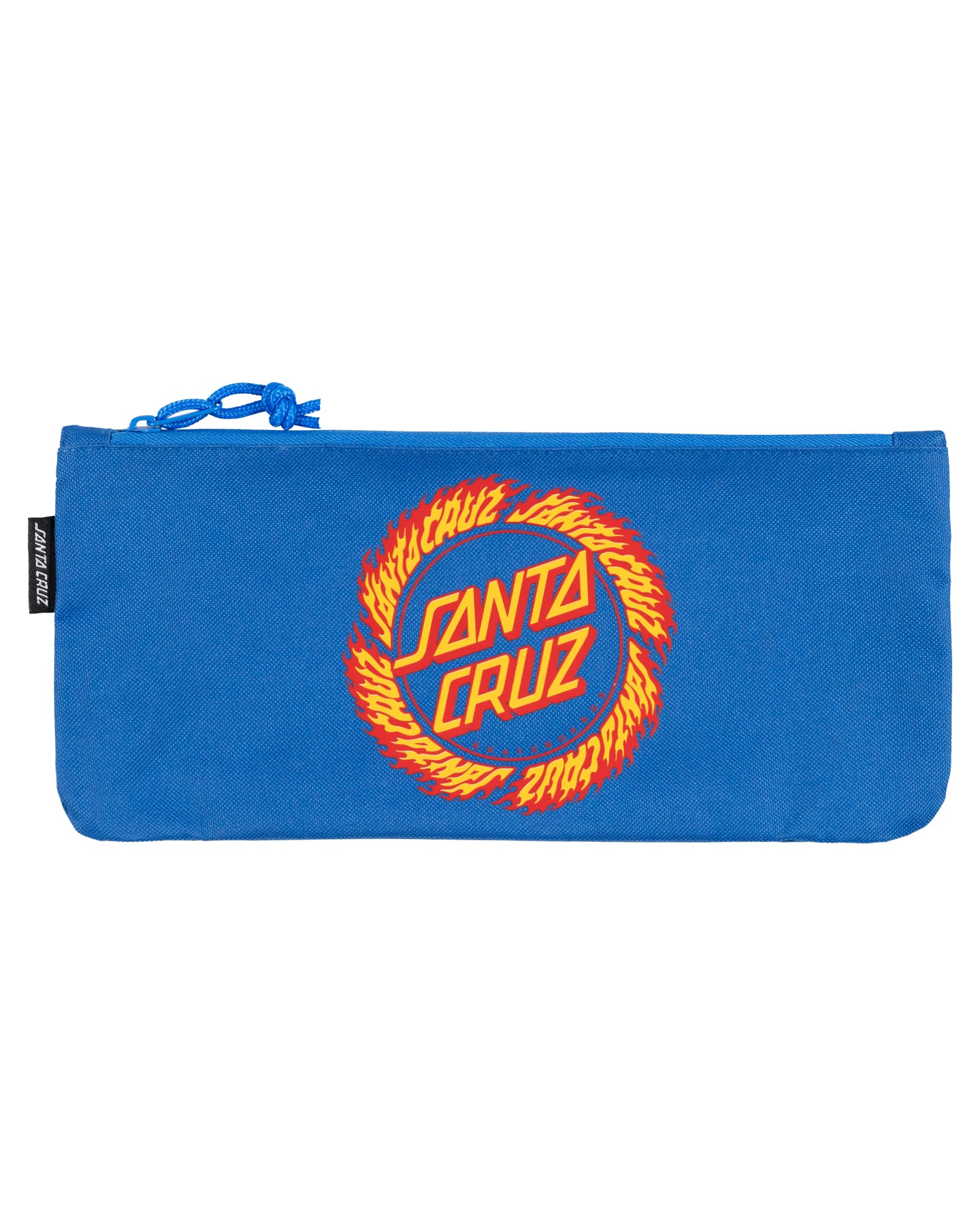 Blue pouch with orange 'Santa Cruz' logo on a white background