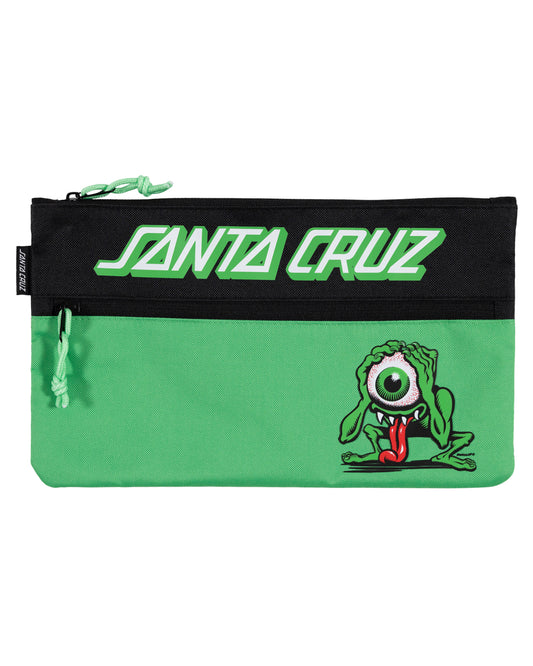 Green and black pouch with a cartoon character and 'Santa Cruz' branding on a white background