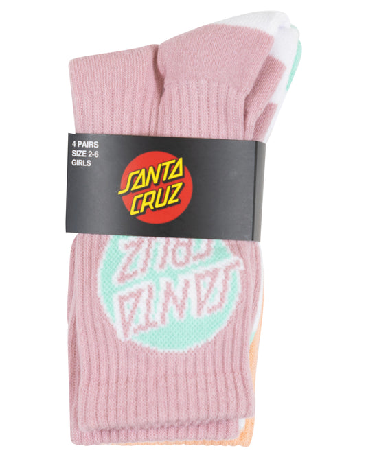 Santa Cruz Other Dot Girls Crew Socks (US 2-6) showing the packaged socks