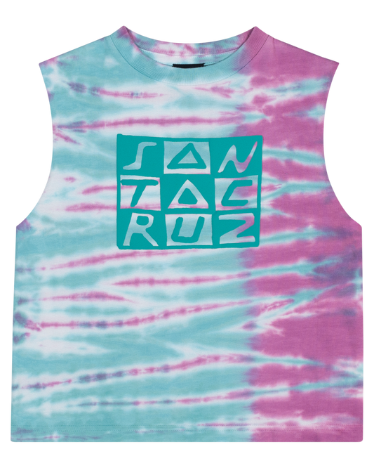 Santa Cruz Checker Block Front Girls Muscle in tiew dye from front