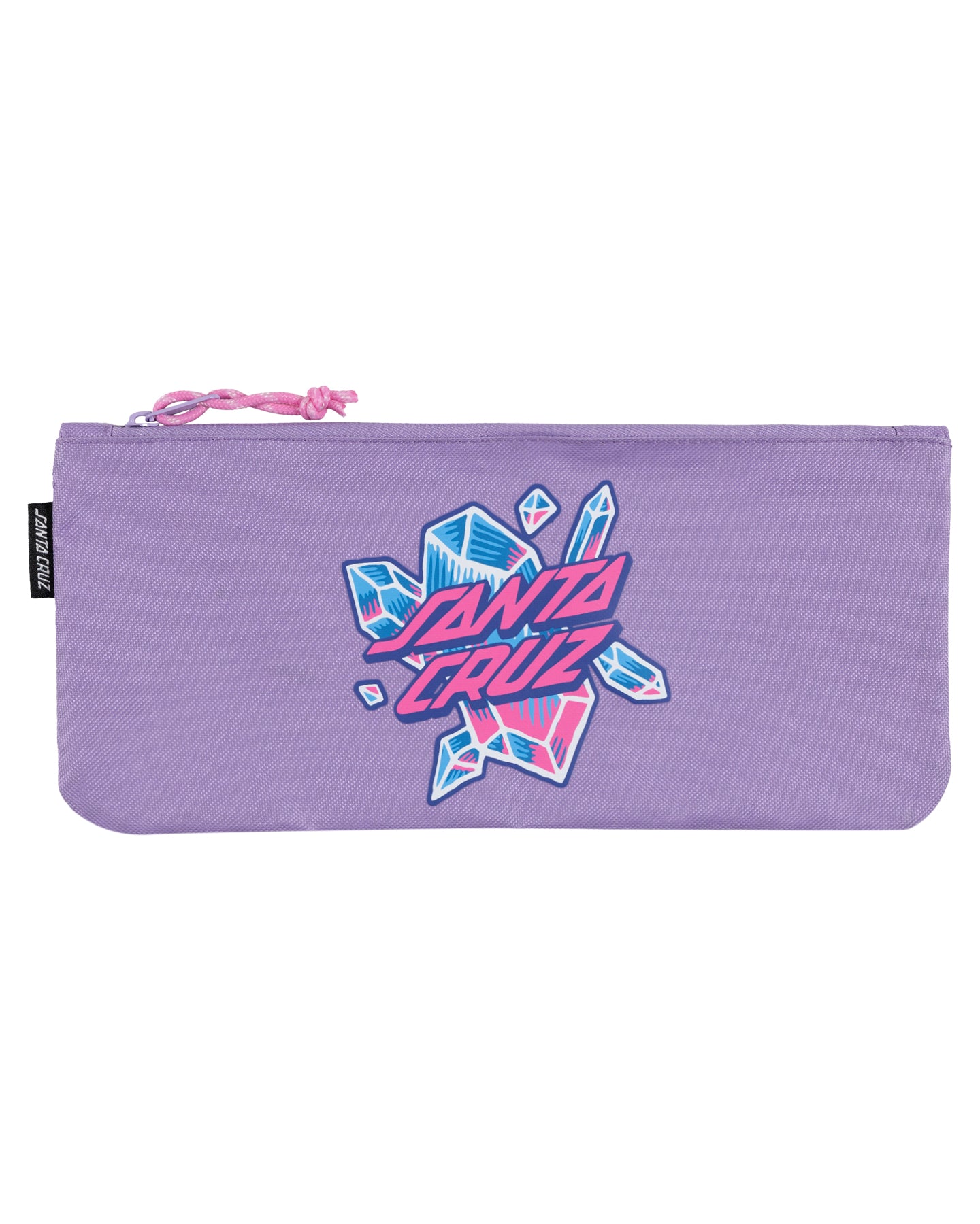 Purple pencil case with 'Santa Cruz' logo on a white background