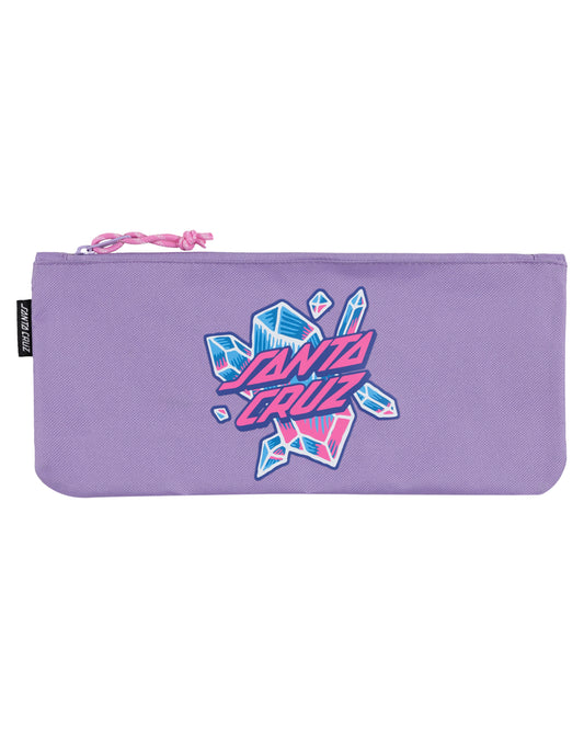 Purple pencil case with 'Santa Cruz' logo on a white background