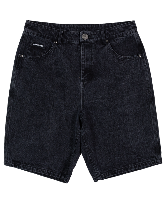 Santa Cruz Dressen Roses Solo Arch Denim Shorts in washed black from front