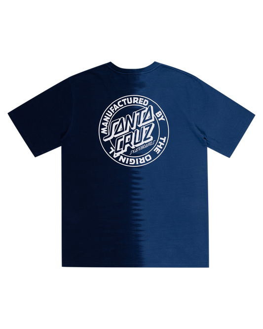Santa Cruz MFG Dot Mens T-Shirt in blue and navy tie dye from rear