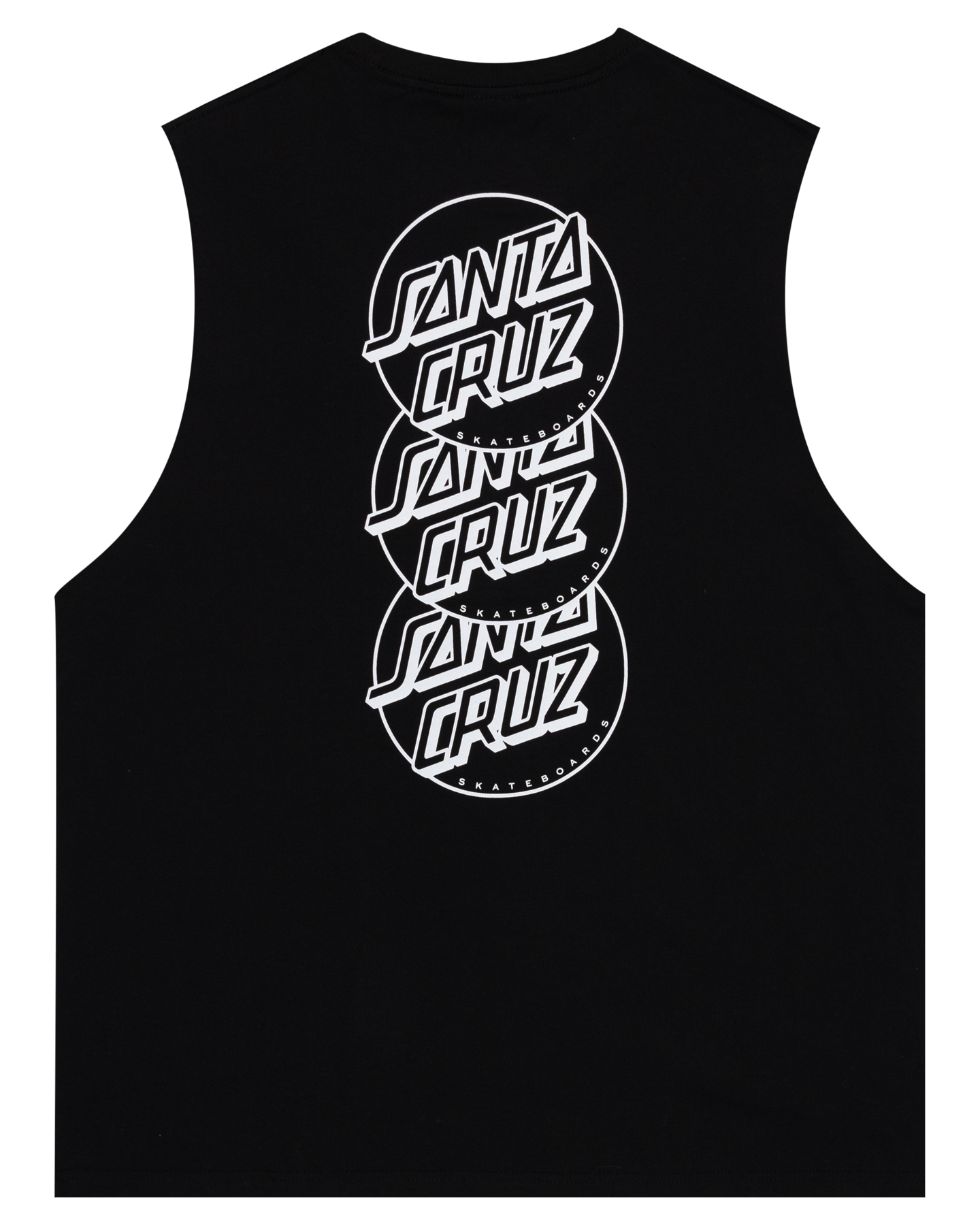 Santa Cruz Descended Dots Mono Muscle Tee in blakc with three santa cruz dot logos on the back