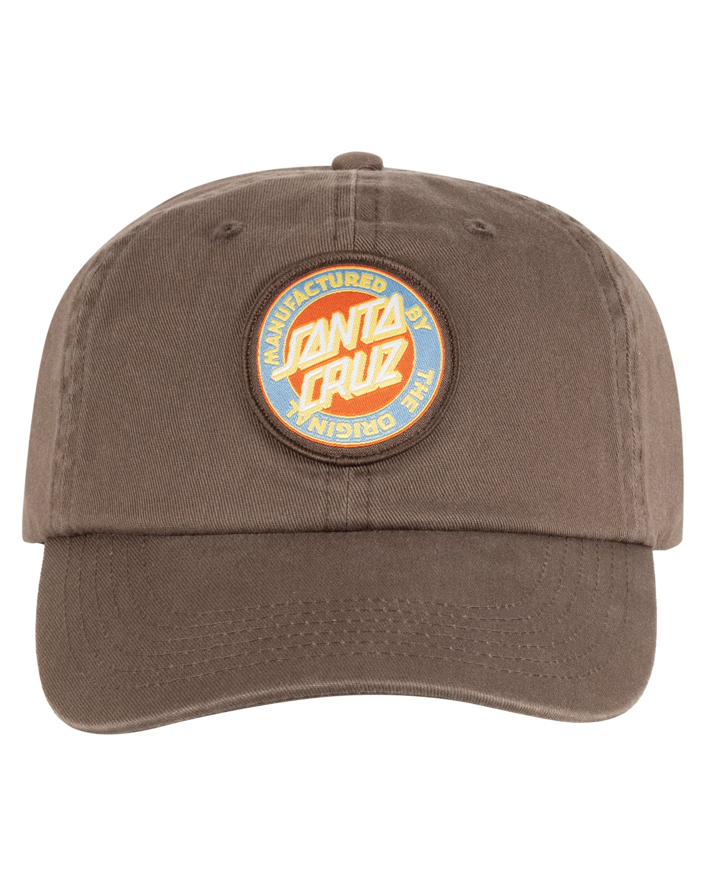 Brown cap with a Santa Cruz logo on a white background