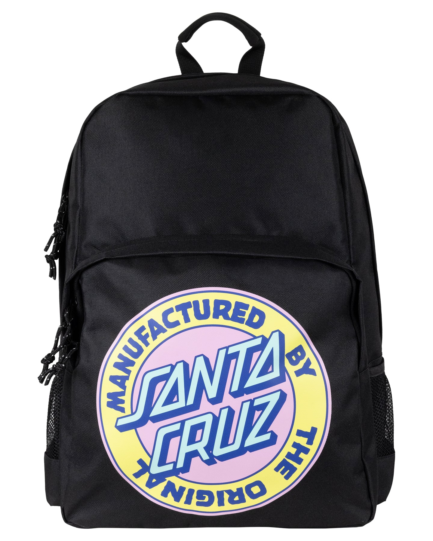 Black backpack with Santa Cruz logo on a white background